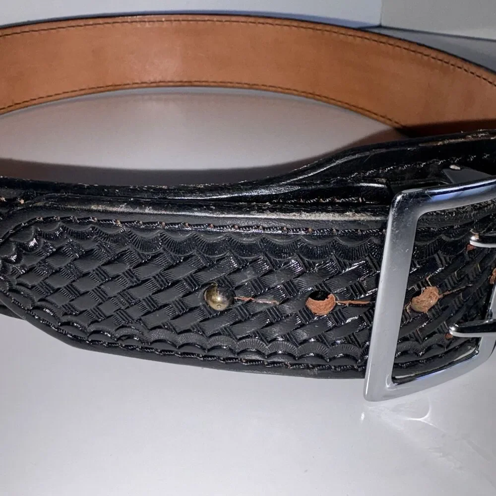 Dutyman Basketweave Full Grain Leather Belt 1021U Size 34 Police Officer Uniform